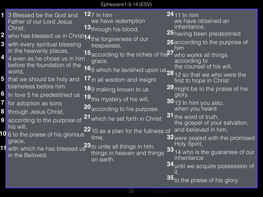 Ephesians 1 vs. 3-12.025